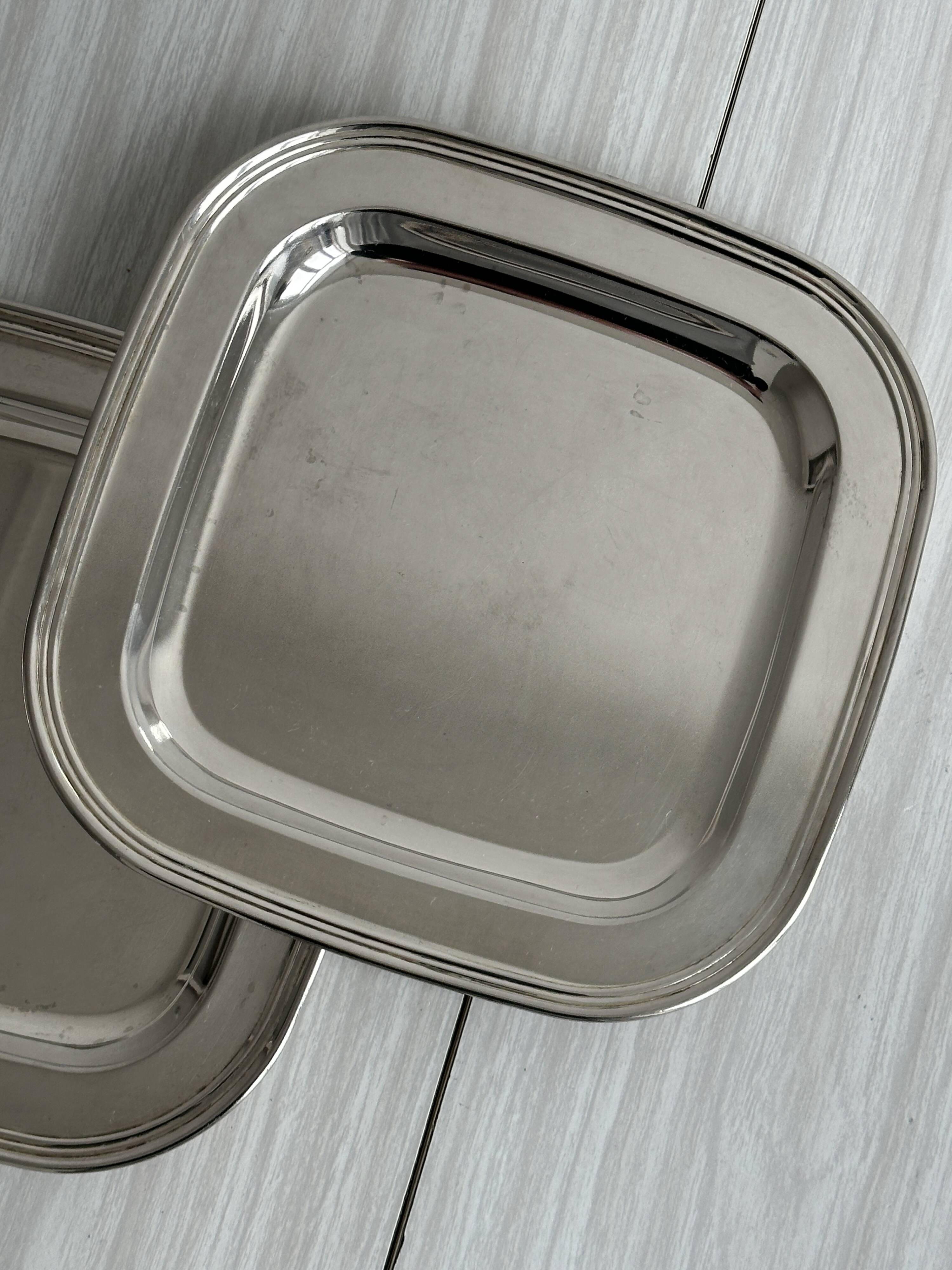 Shiny metal rectangular tray