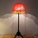 Antique floor lamp in carved oak, Austria late 1890s.