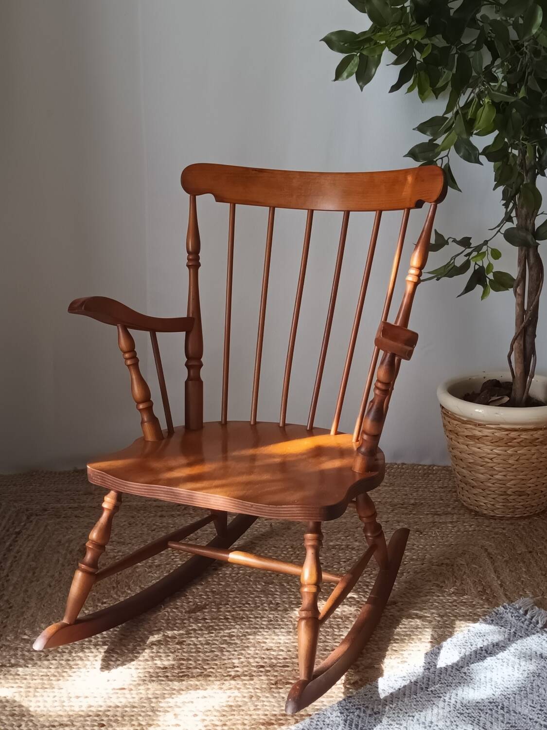 Vintage turned wood rocking chair