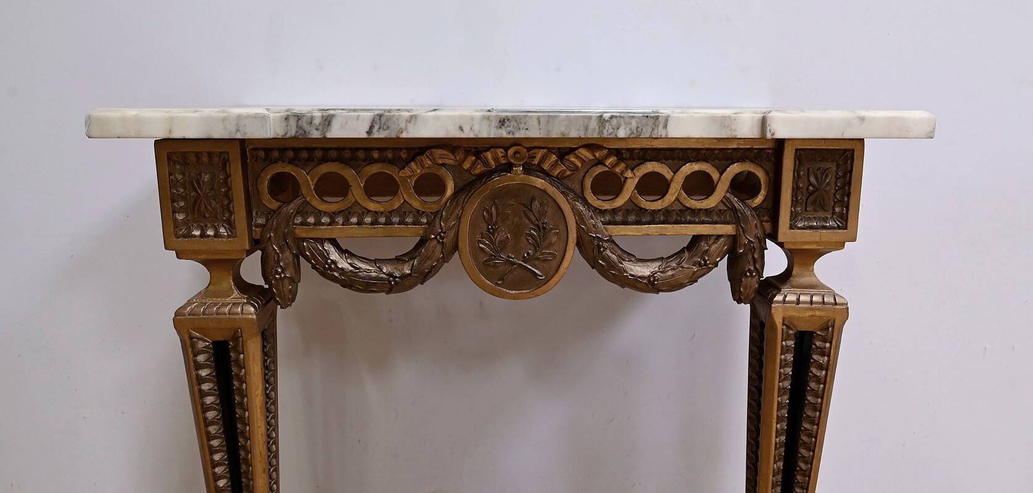 Small Carved Wood Wall Console, Louis XVI style, Napoleon III period – Mid-19th century