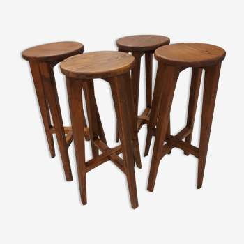 Suite of 4 Bar Stools Vintage Bistrot 1970s