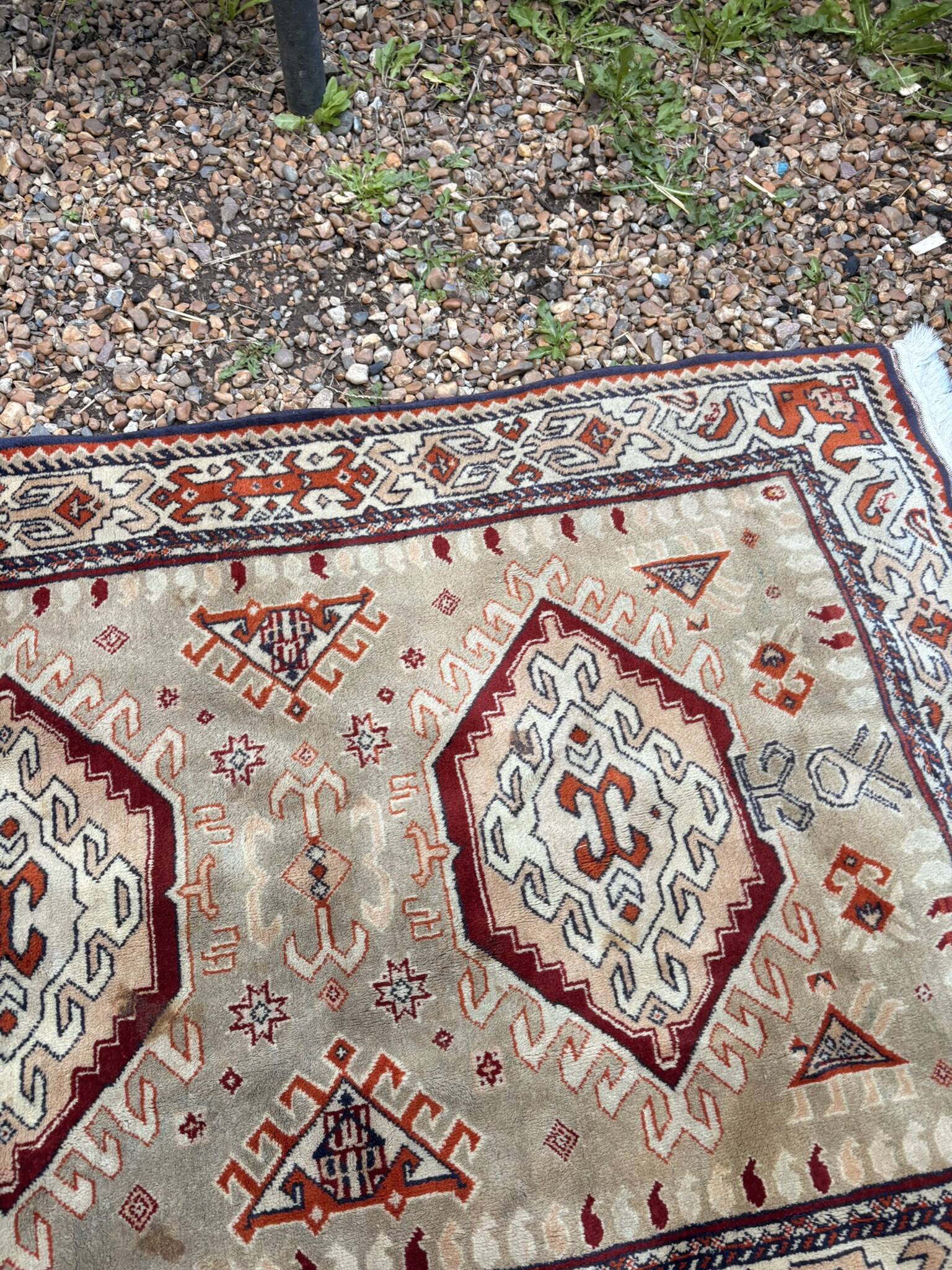 Tapis authentique shirvan fait main 155x100 cm pure laine caucasien géométr