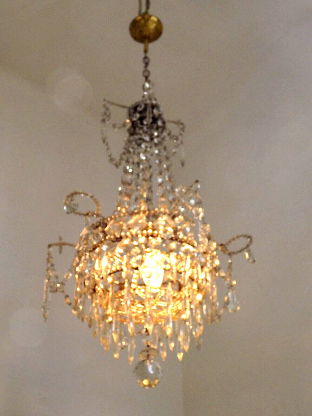 French Montgolfier Style Crystal Chandelier With 3 Tiers Prisms 4115