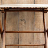 Folding serving table, turned wood
