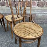 Set of 4 Bistro chairs mismatched curved wood