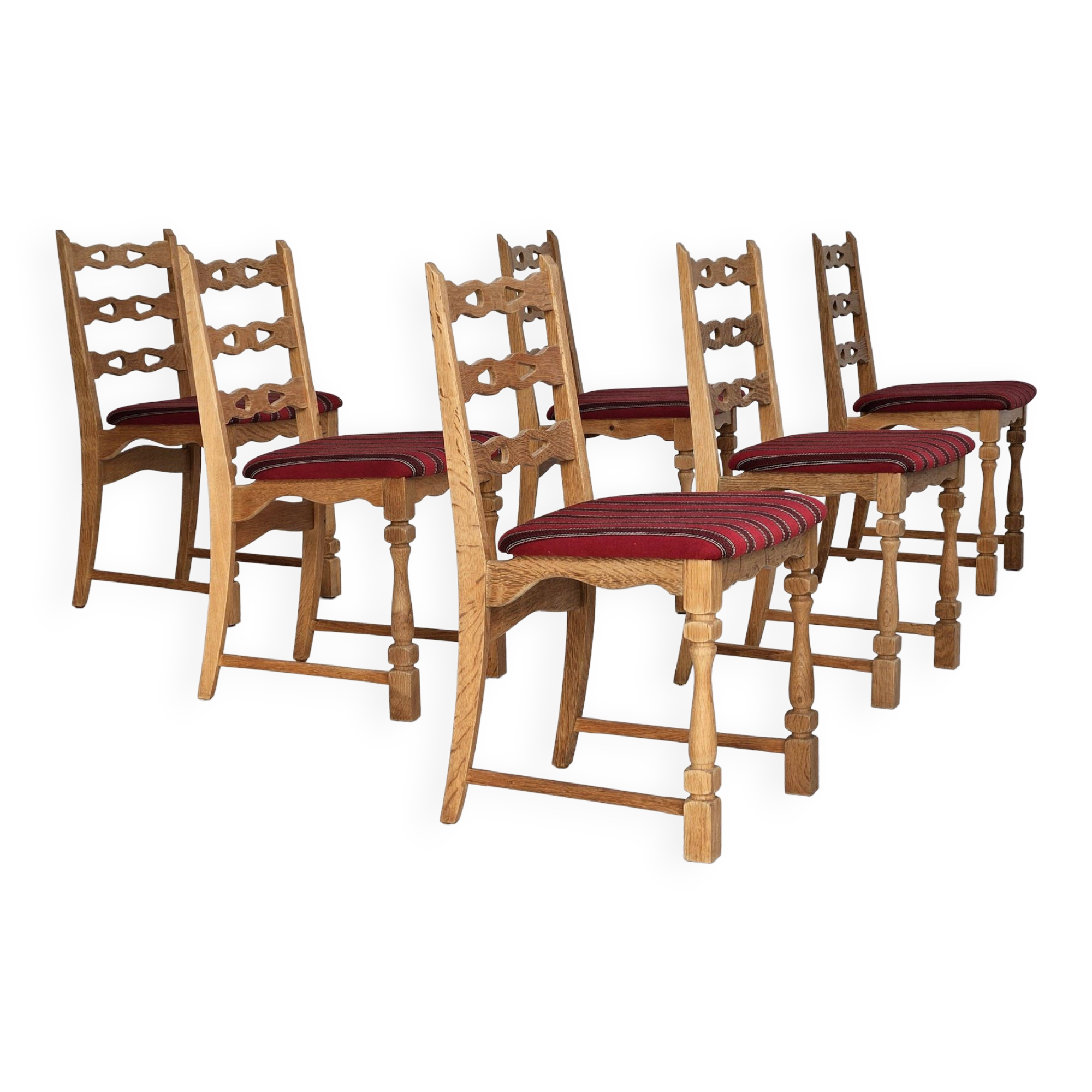 1970s, set 6 pcs of Danish dinning chairs, original good condition, furniture wool.