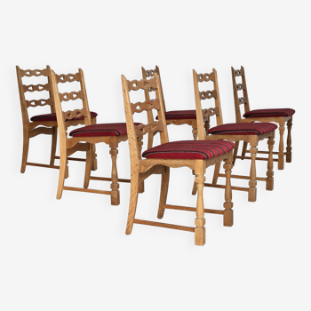 Années 1970, ensemble de 6 chaises de salle à manger danoises, bon état d'origine, meubles en laine.