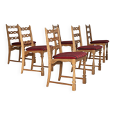 Années 1970, ensemble de 6 chaises de salle à manger danoises, bon état d'origine, meubles en laine.