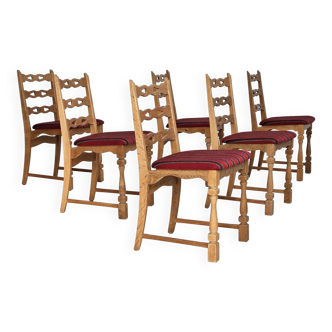 Années 1970, ensemble de 6 chaises de salle à manger danoises, bon état d'origine, meubles en laine.