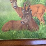Animal painting deer doe oil on panel