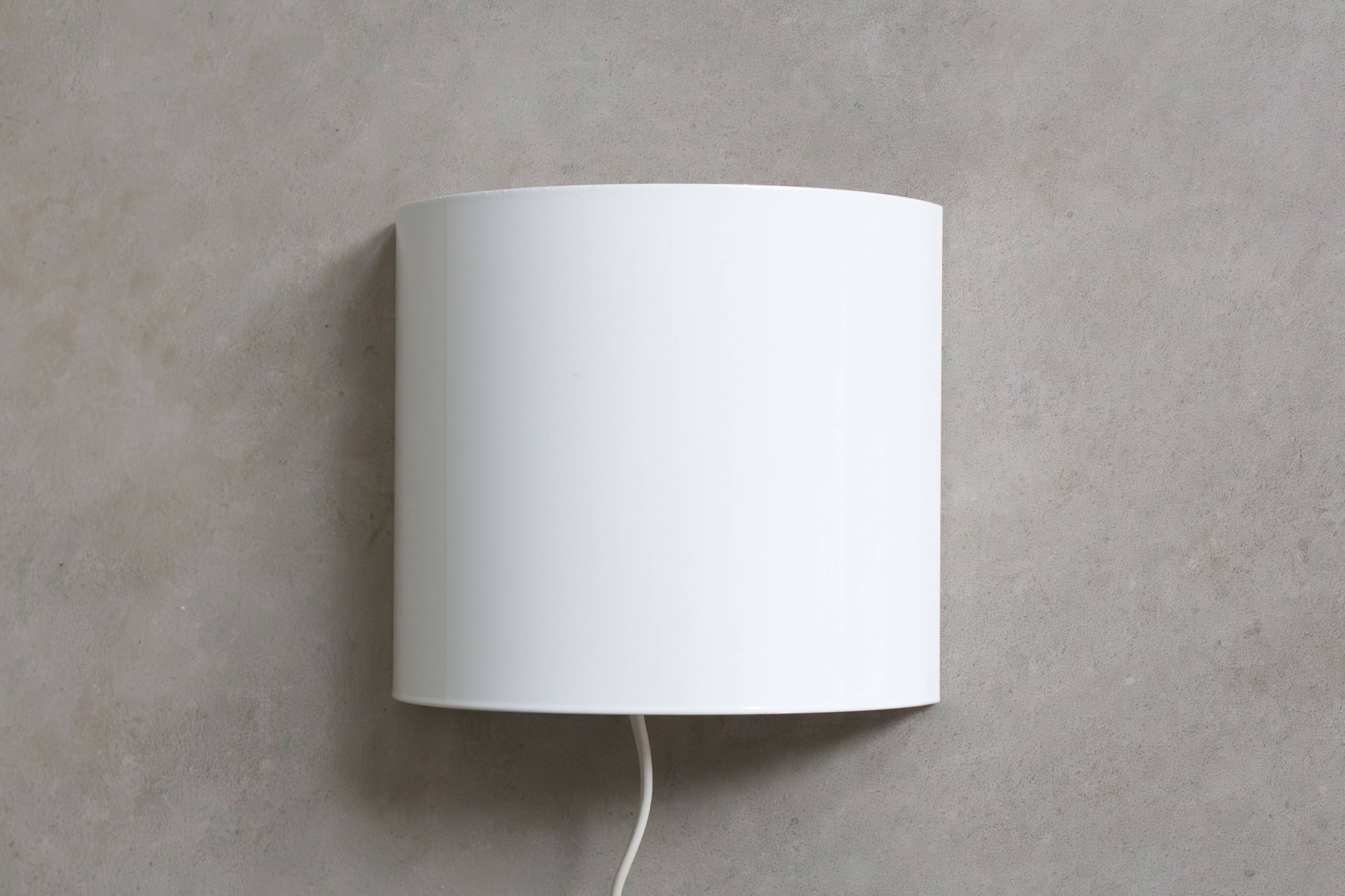 Vintage half round wall lamp - white metal