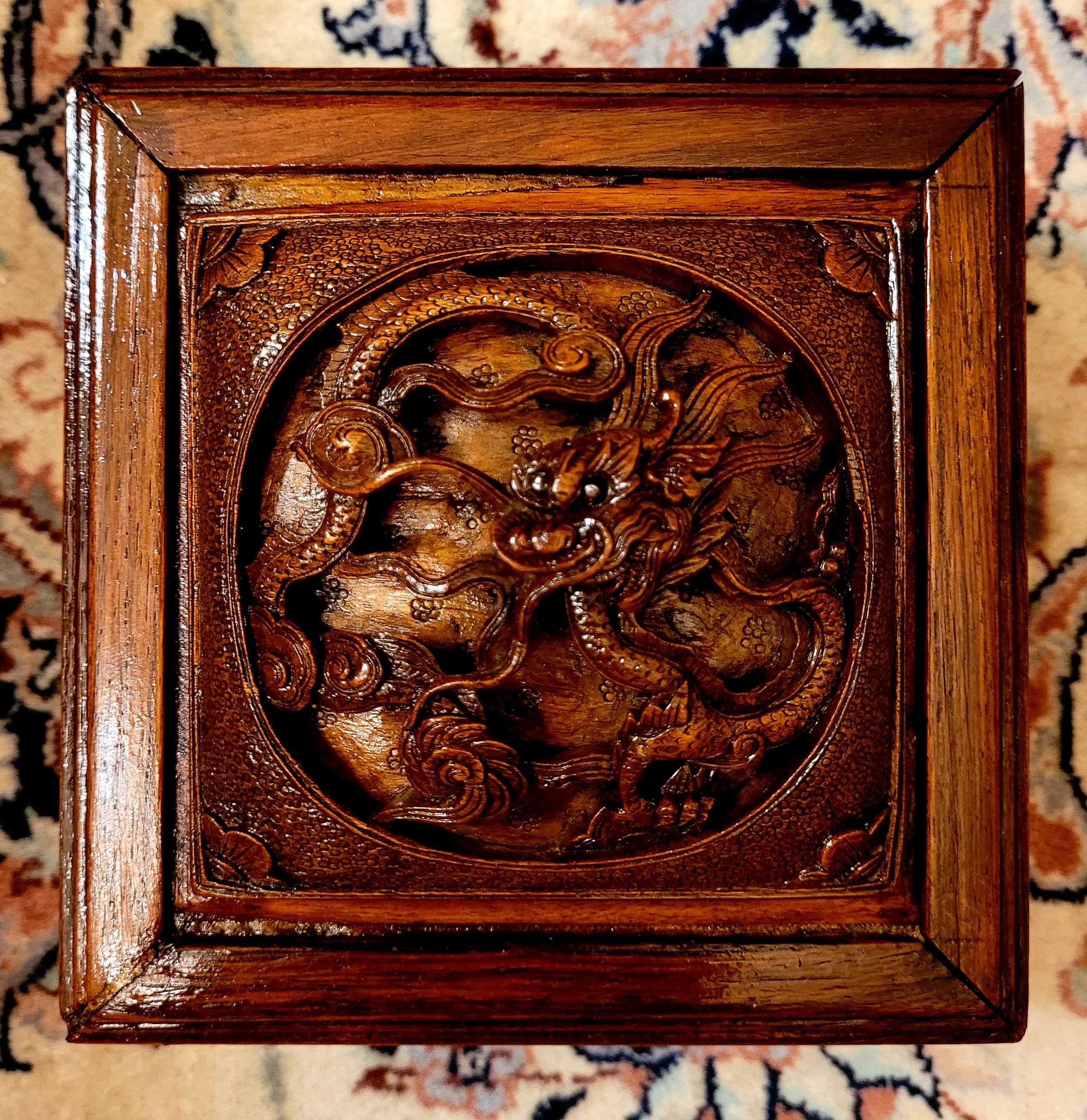 Vintage wooden box tea box 19th century Asia Indochina China