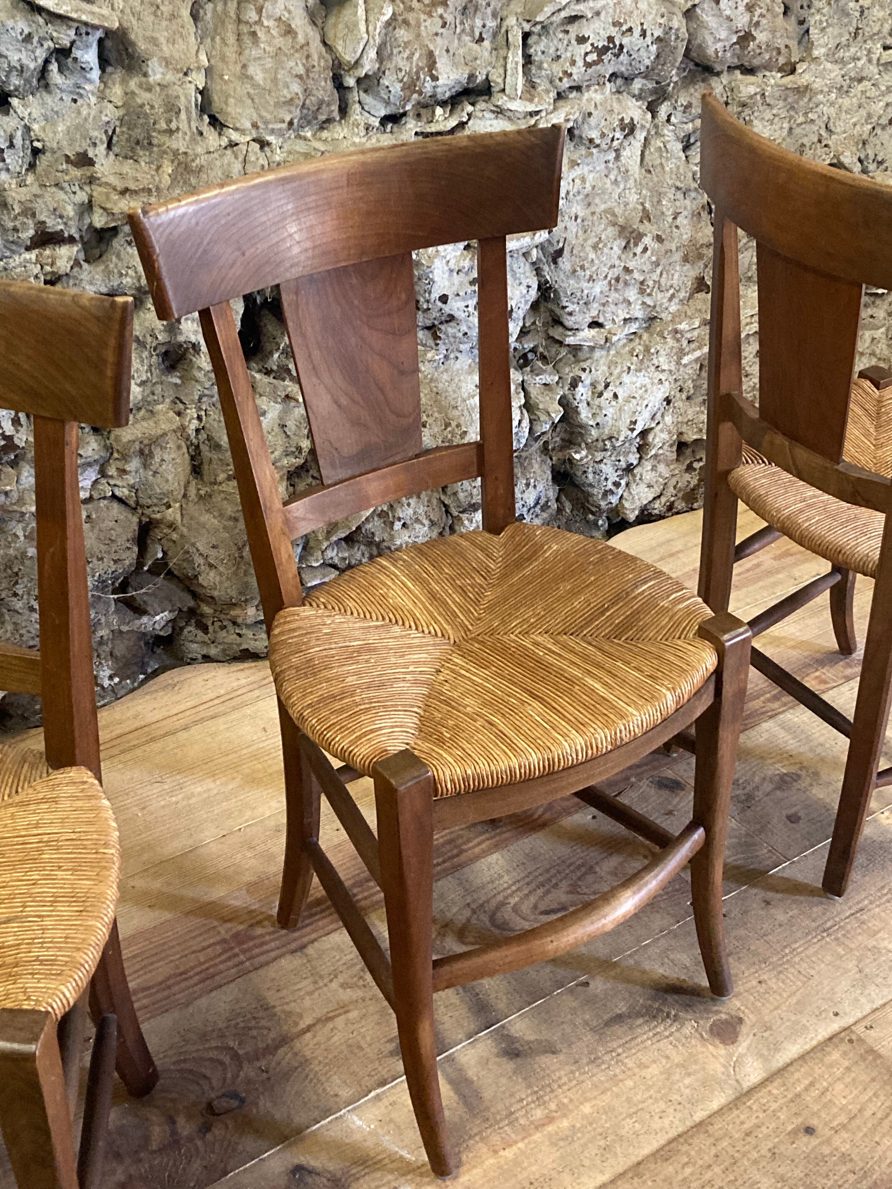 3 rustic chairs mulched solid wood Directoire