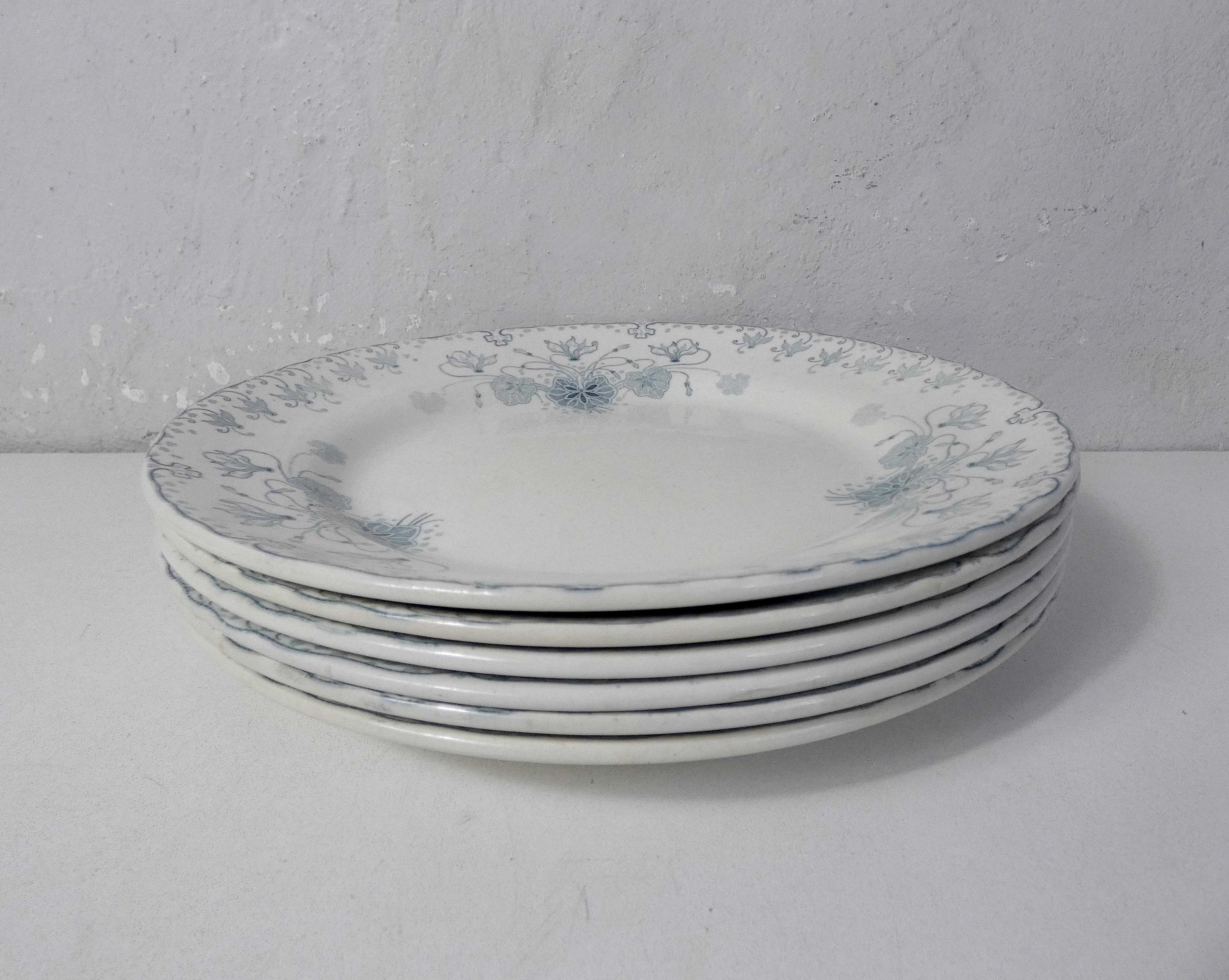 Terre de fer 6 assiettes plates Cyclamen