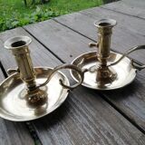 Pair of brass candle holders