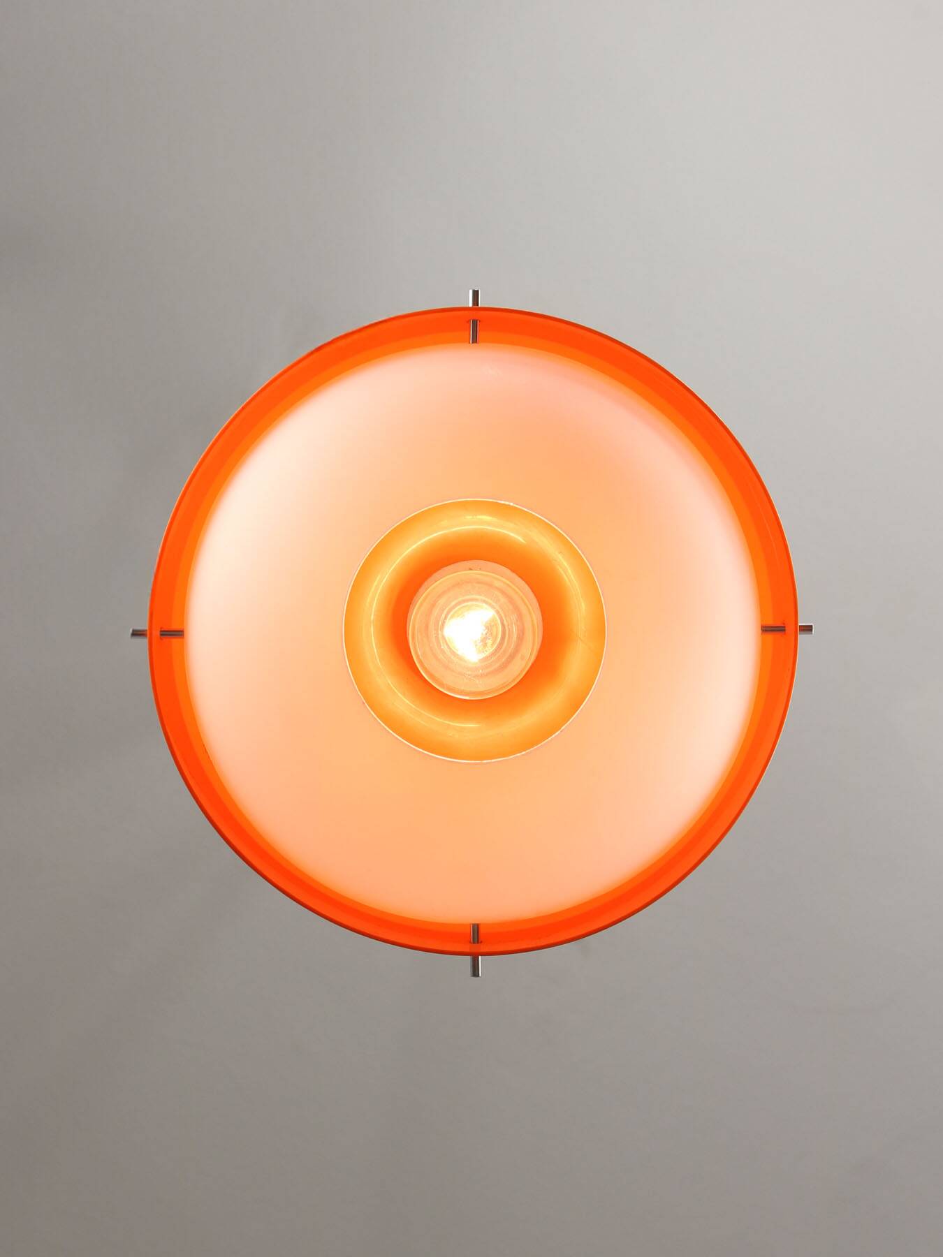 Italian Orange Acrylic Glass Pendant Lamp, 1970s