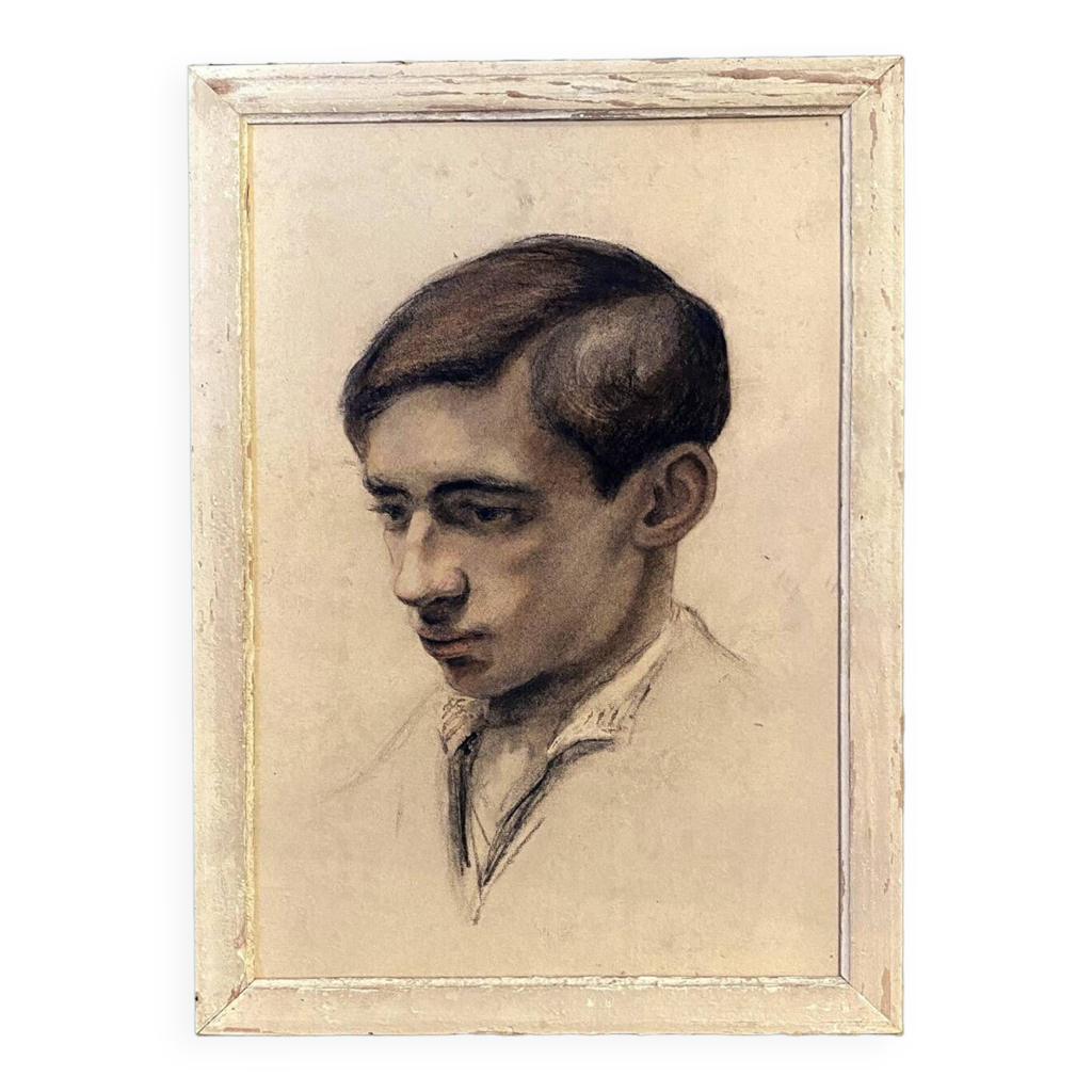 Dessin 1929 "Le jeune homme rêveur" Selency