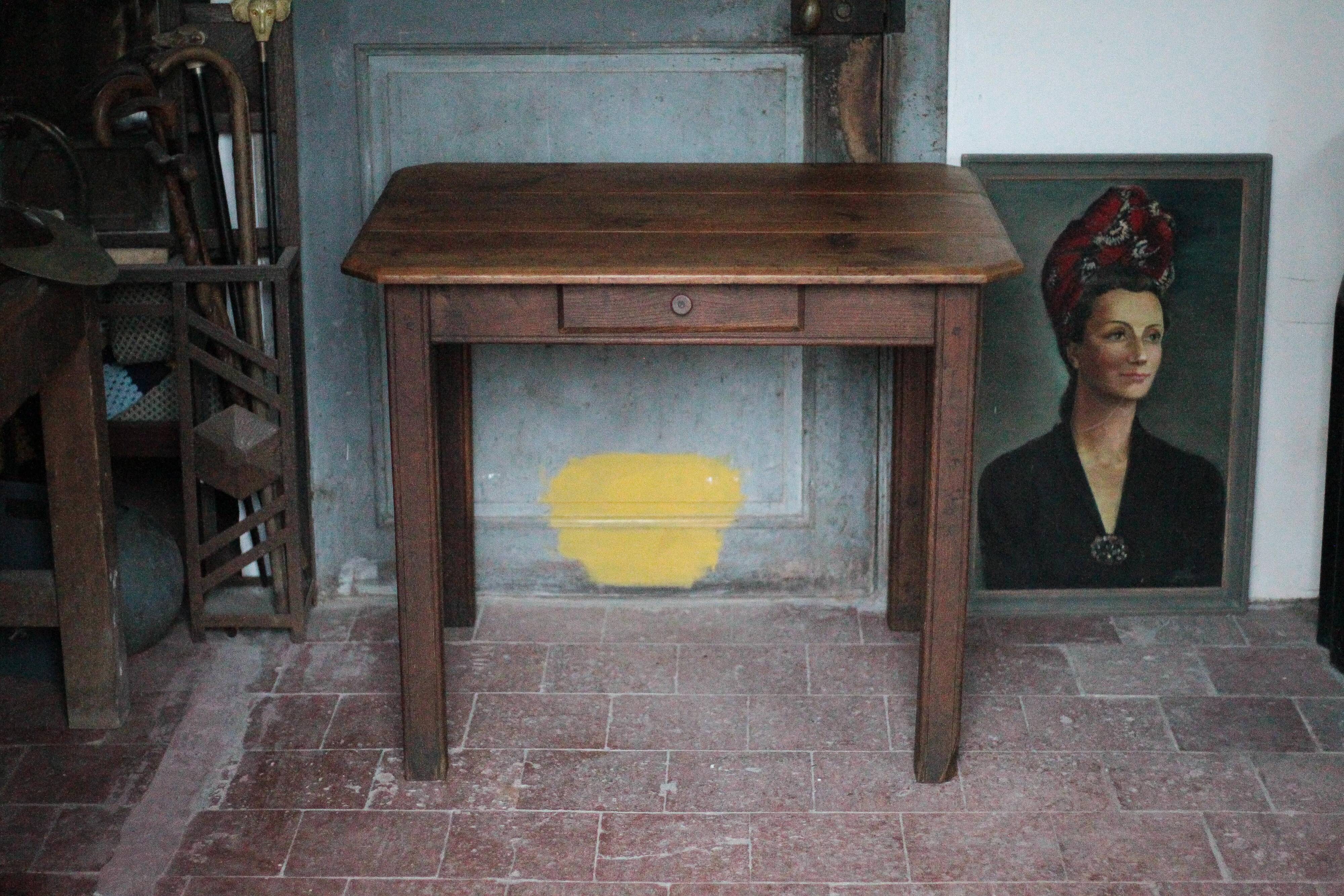 Wooden table with 1 drawer, coffee table, kitchen table, vintage wooden table.