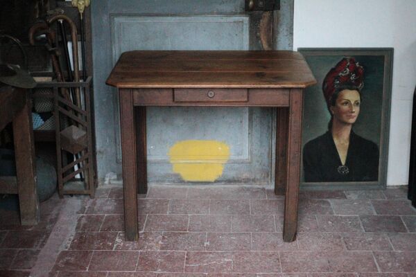 Table bois avec 1 tiroir, table de salon, cuisine, table bois vintage