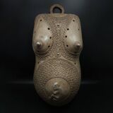 African Art • Ndimu Belly Mask • Makonde • Tanzania • Aluminum