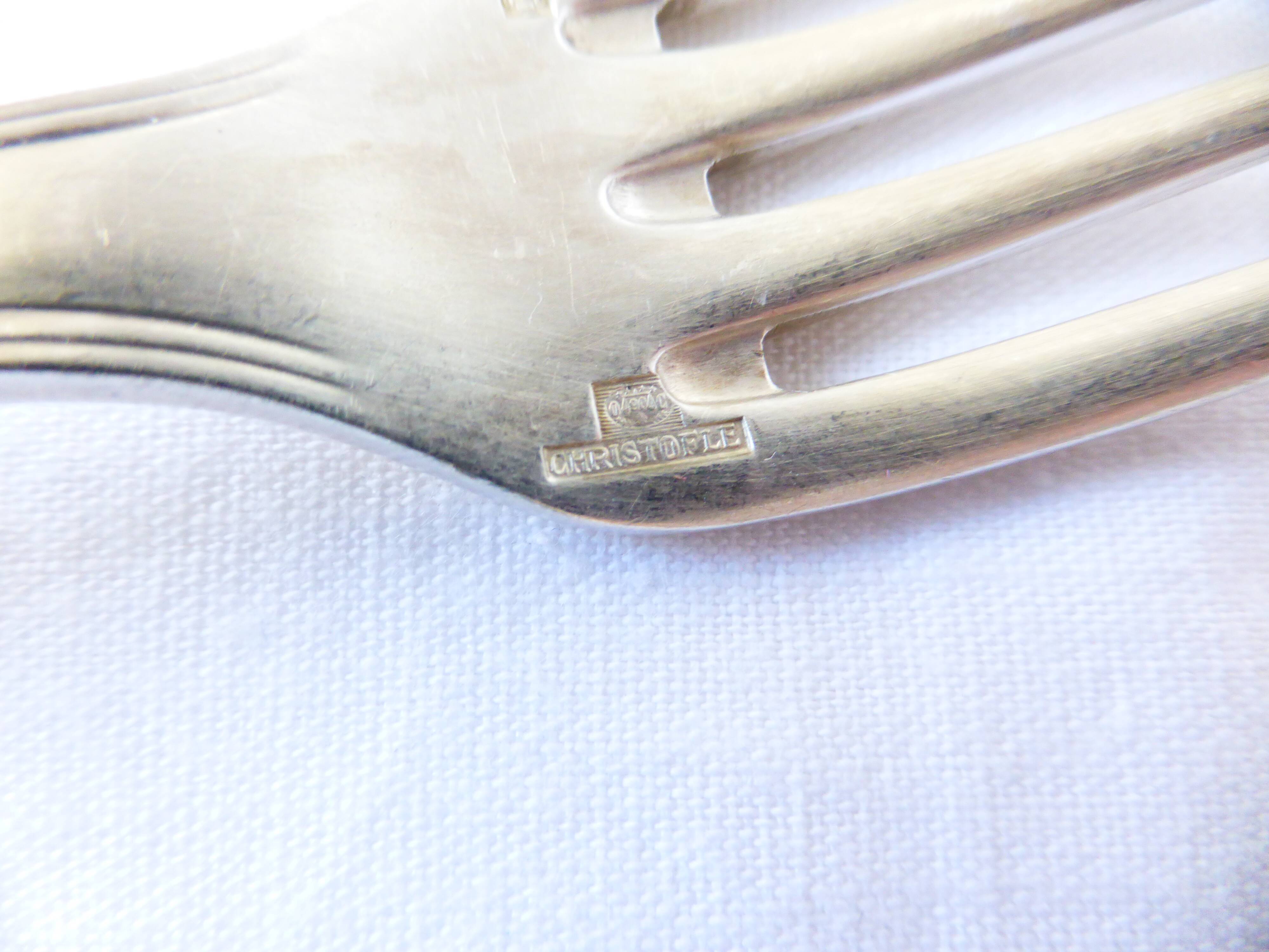 6 Christofle art deco style silver-plated forks