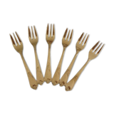 Golden metal cake forks