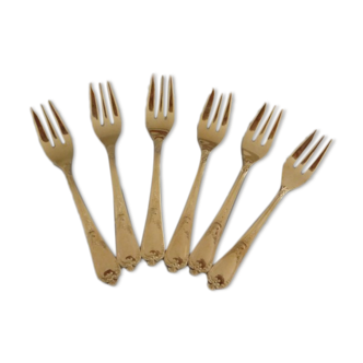 Fourchettes à gâteaux en métal doré