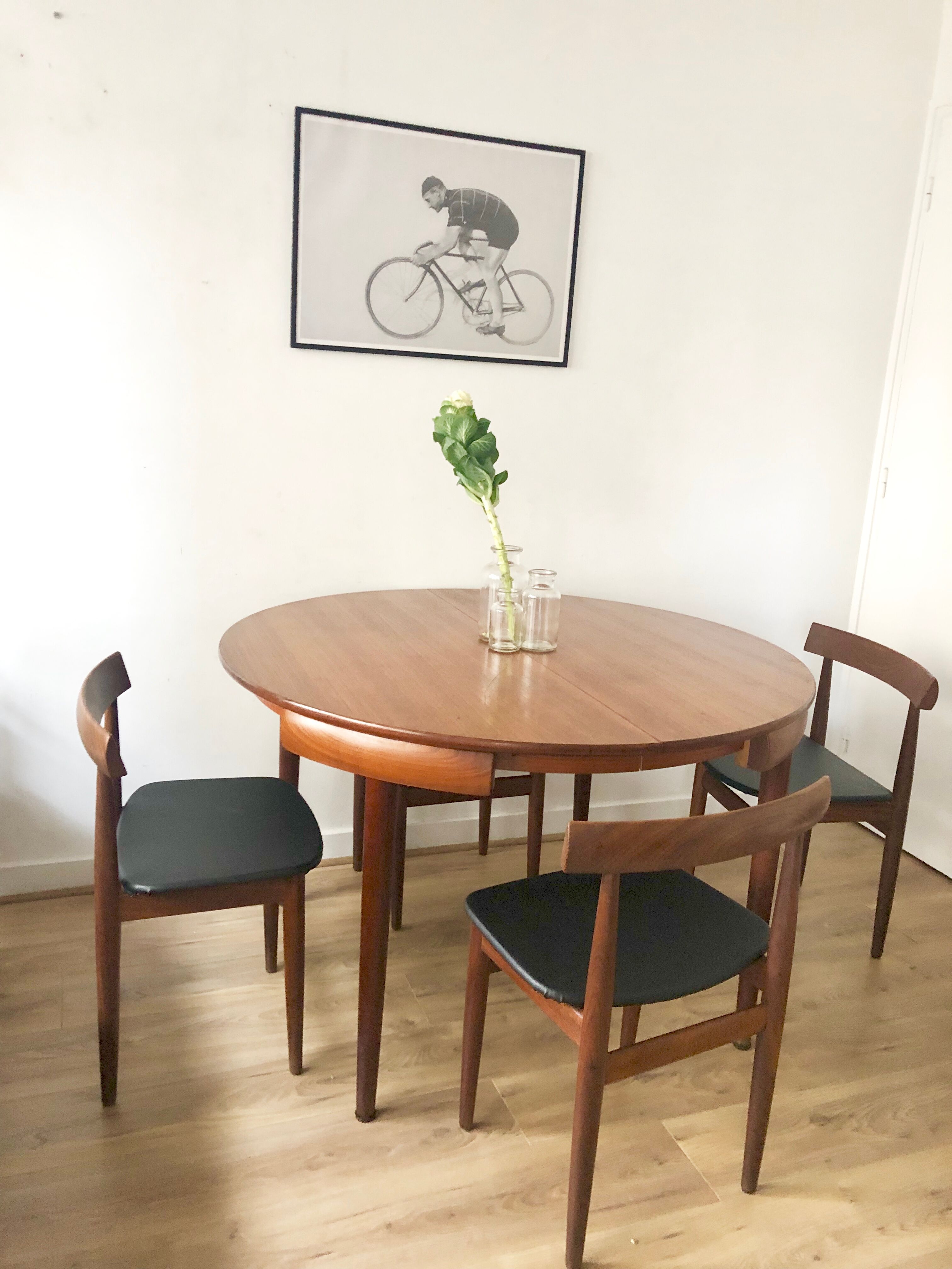 Set table and Chair Hans Olsen 1950 Scandinavian teak