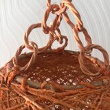 Vintage orange rattan ball pendant from the 70s