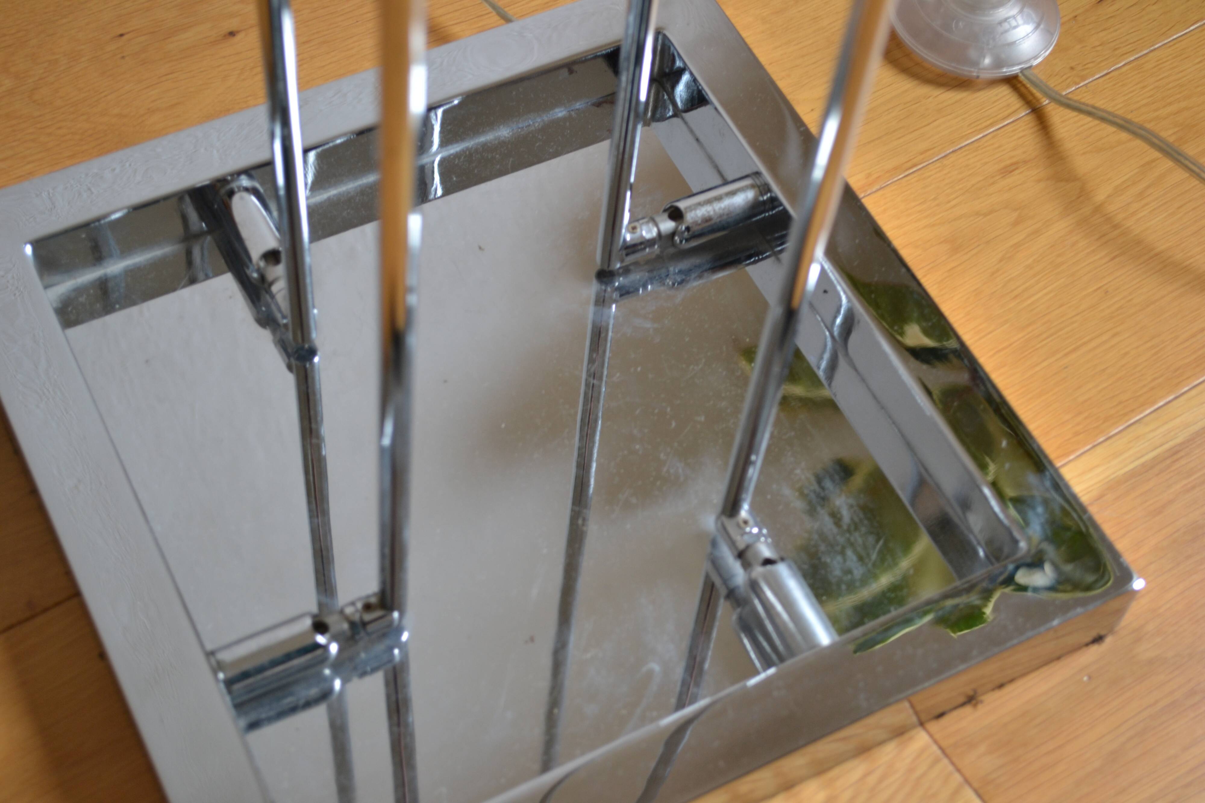 Modernist metal and glass floor lamp