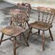 3 18th century western chairs in curved solid wood