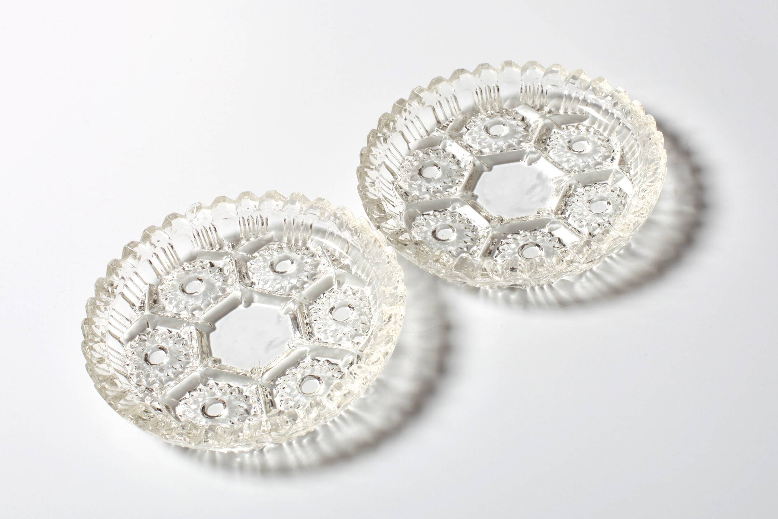 Mid-Century Pressed Glass Jewelry Box / Geometric Bonbon Candy Jar