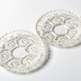 Mid-Century Pressed Glass Jewelry Box / Geometric Bonbon Candy Jar