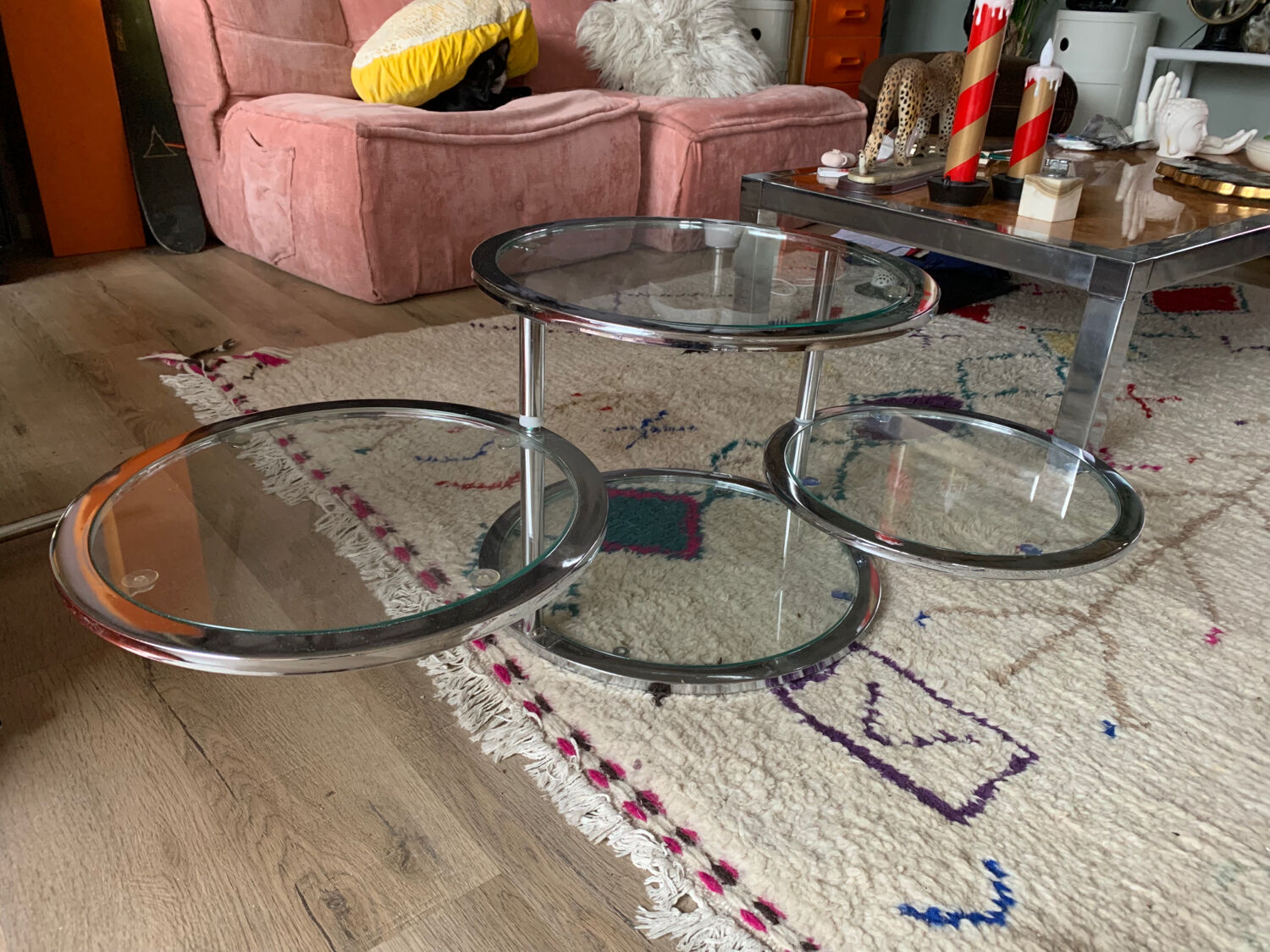 Chrome round coffee table