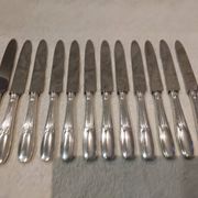 12 dessert knives with silver metal handles, goldsmith SFAM art deco