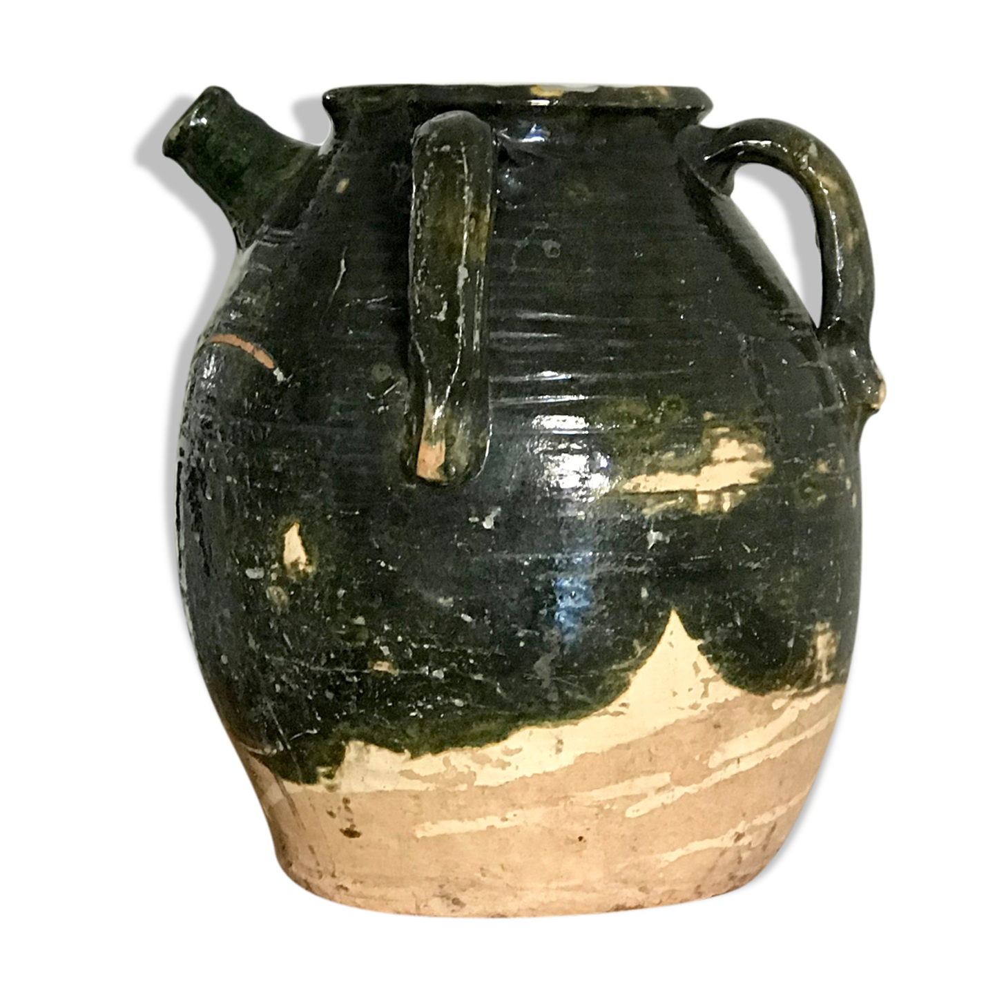 Green glazed ceramic pot
