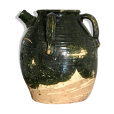 Green glazed ceramic pot