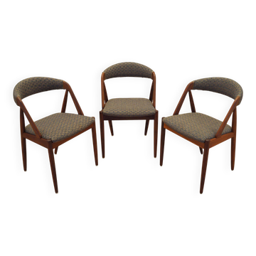 3 chaises danoises en teck par Kai Kristiansen, années 1970