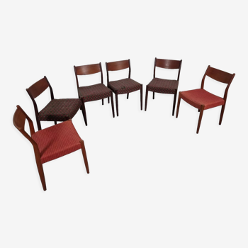 6 Scandinavian teak chairs, 60s