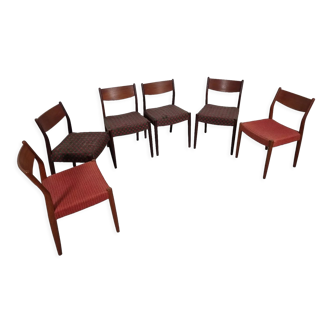 6 chaises scandinaves en teck, années 60