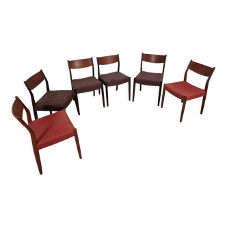 6 Scandinavian teak chairs, 60s