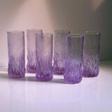 6 Alexandrite Longdrink Glasses - Space Age 1970s Italy