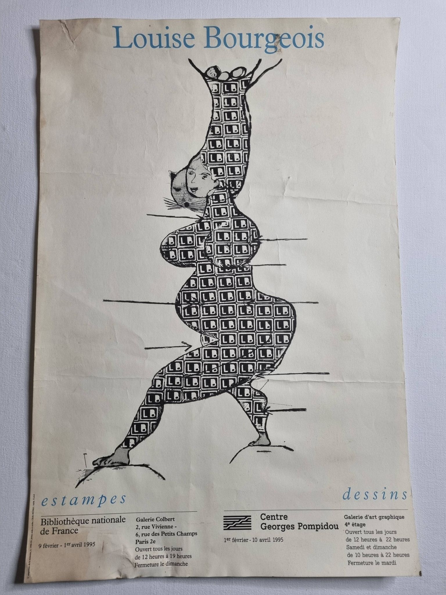 Exhibition poster after Louise Bourgeois, prints, drawings Center Georges Pompidou, 1995