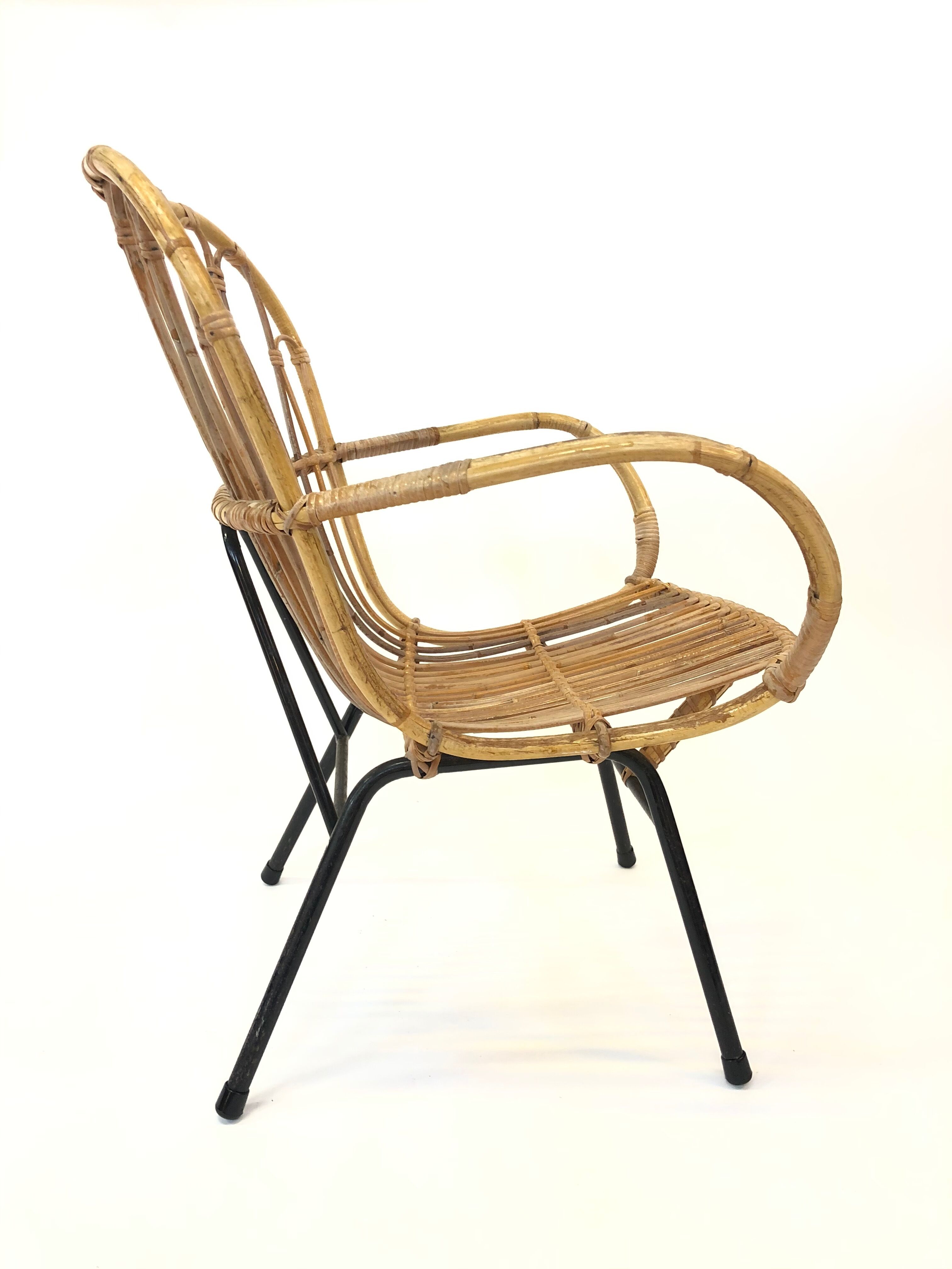 Rattan chair by Rohe Noordwolde, 1960