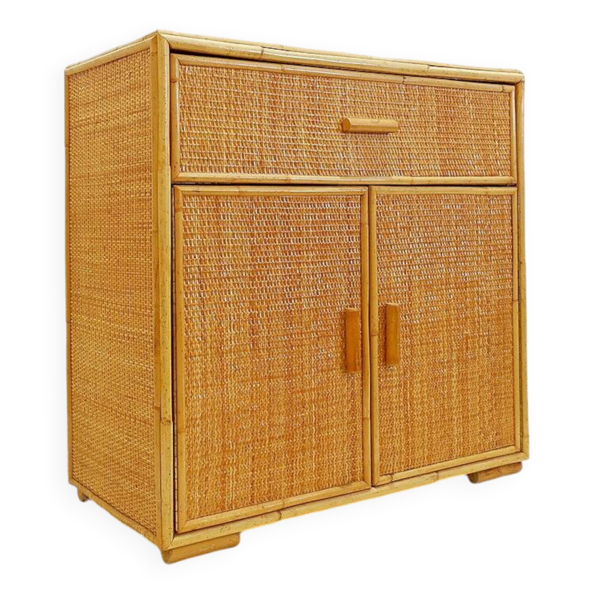 Vintage rattan sideboard in Roche Bobois style