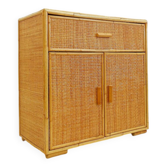 Buffet vintage en rotin style Roche Bobois