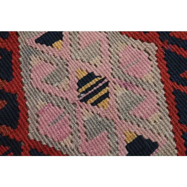 1970s Vintage Turkish Oushak Handmade Wool Cotton Pink Runner Rug 115x451
