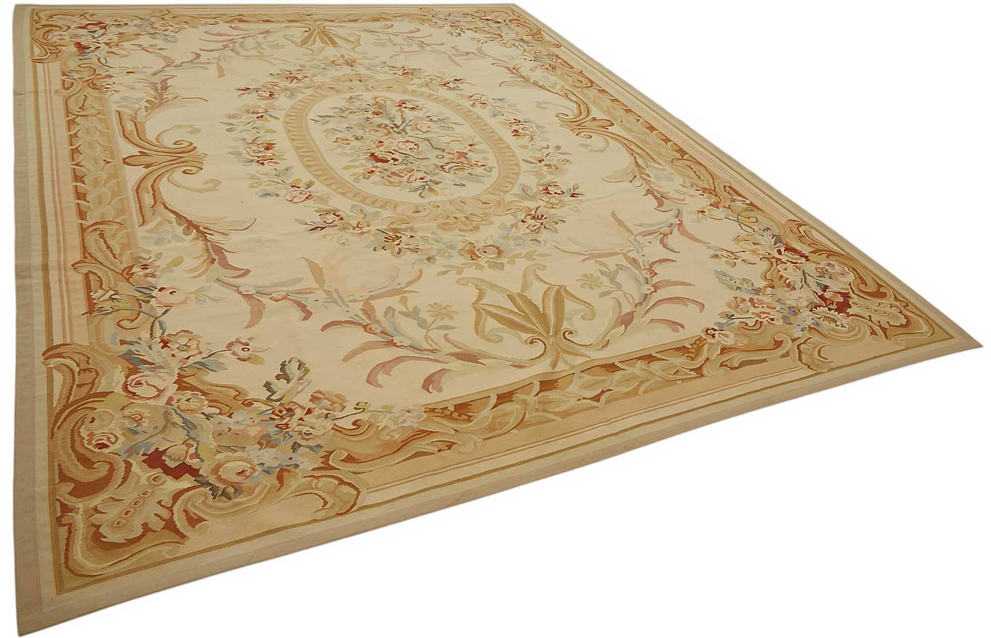 Handmade European Vintage Aubusson Kilim 275 cm x 354 cm