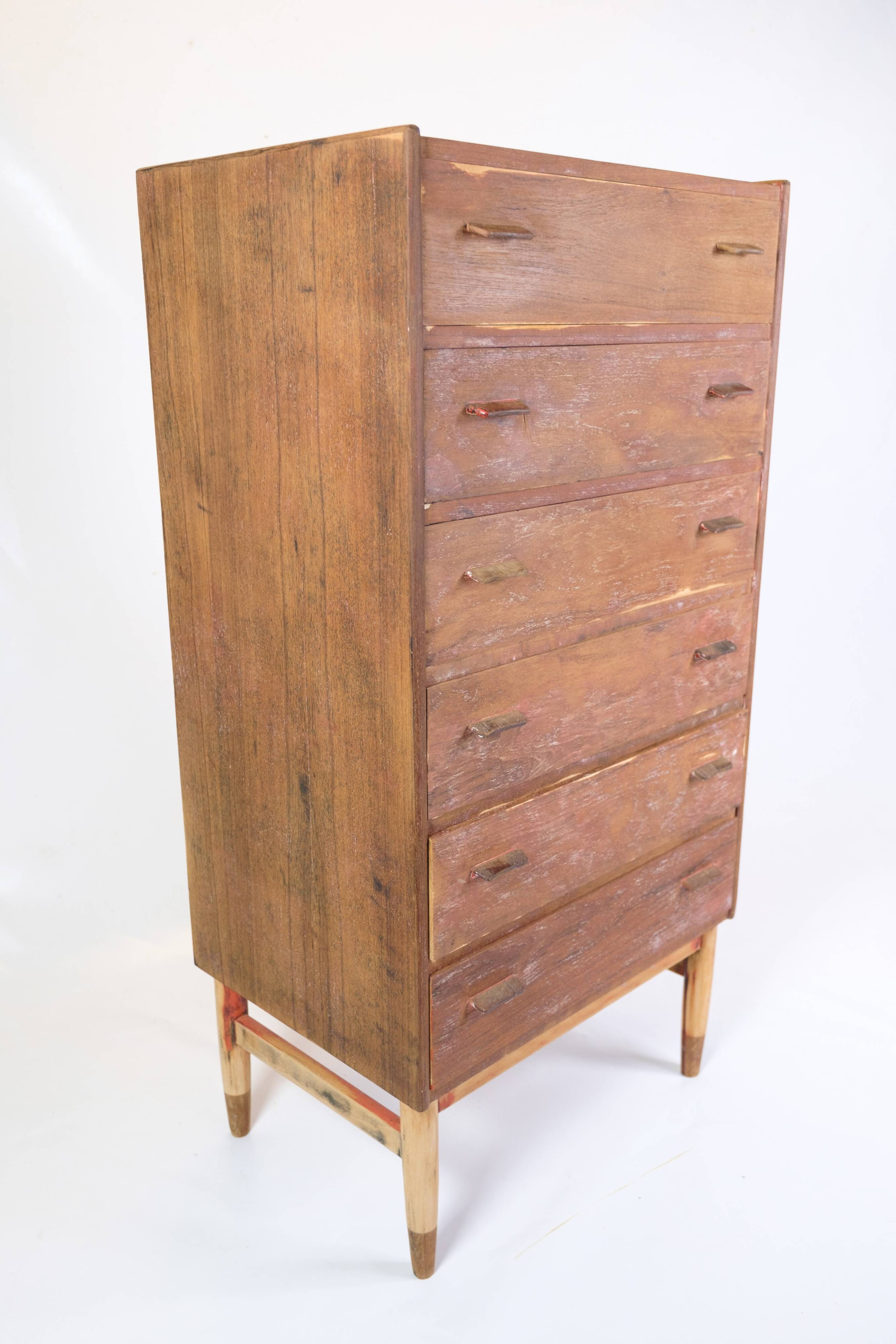 Chest Of Drawers Made In Teak With Oak Legs By Poul M. Volther From 1960s