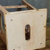 Antique workshop stool in patinated solid wood